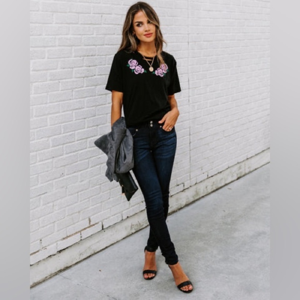 Vici Rose Petals Distressed Cotton Tee